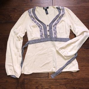 Laundry by Shelli Segal tie back peasant blouse